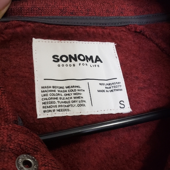 Sonoma Men’s Sweater Fleece Red Supersoft - Picture 3 of 4